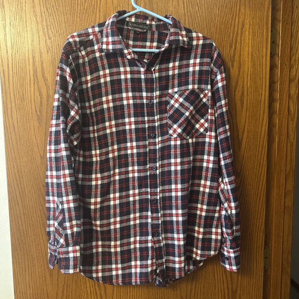 Urban Republic Men Flannel Shirt XL Multi-Colored Plaid Cotton‎ Blend
